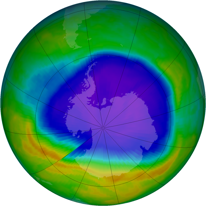 Antarctic ozone map for 10 October 1997